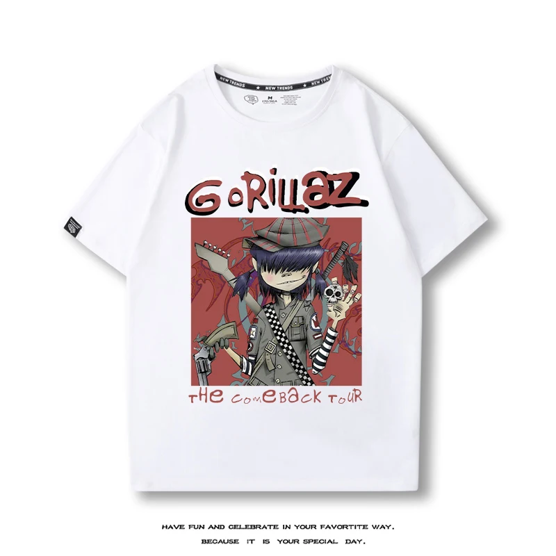 Hot-Selling British Gorillaz Virtual Band T-Shirt Children\'s Summer New Street Rock Hip-Hop Print Versatile Boy And Girl T-Shirt