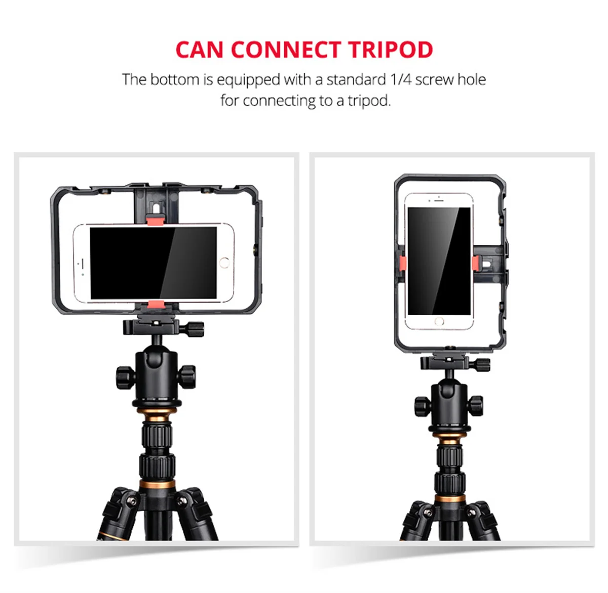 Imagem -04 - Yelangu-smartphone Video Estabilizador Rig Cage Abs para Iphone Android com Cold Shoe Mount Grip Tripé para Cinema Vlog