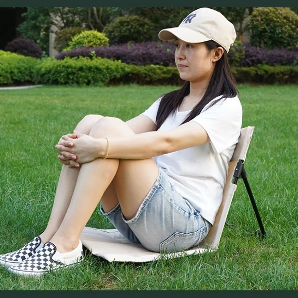 كرسي أرضي مع مسند ظهر قابل للطي كرسي تخييم كرسي الشاطئ #6