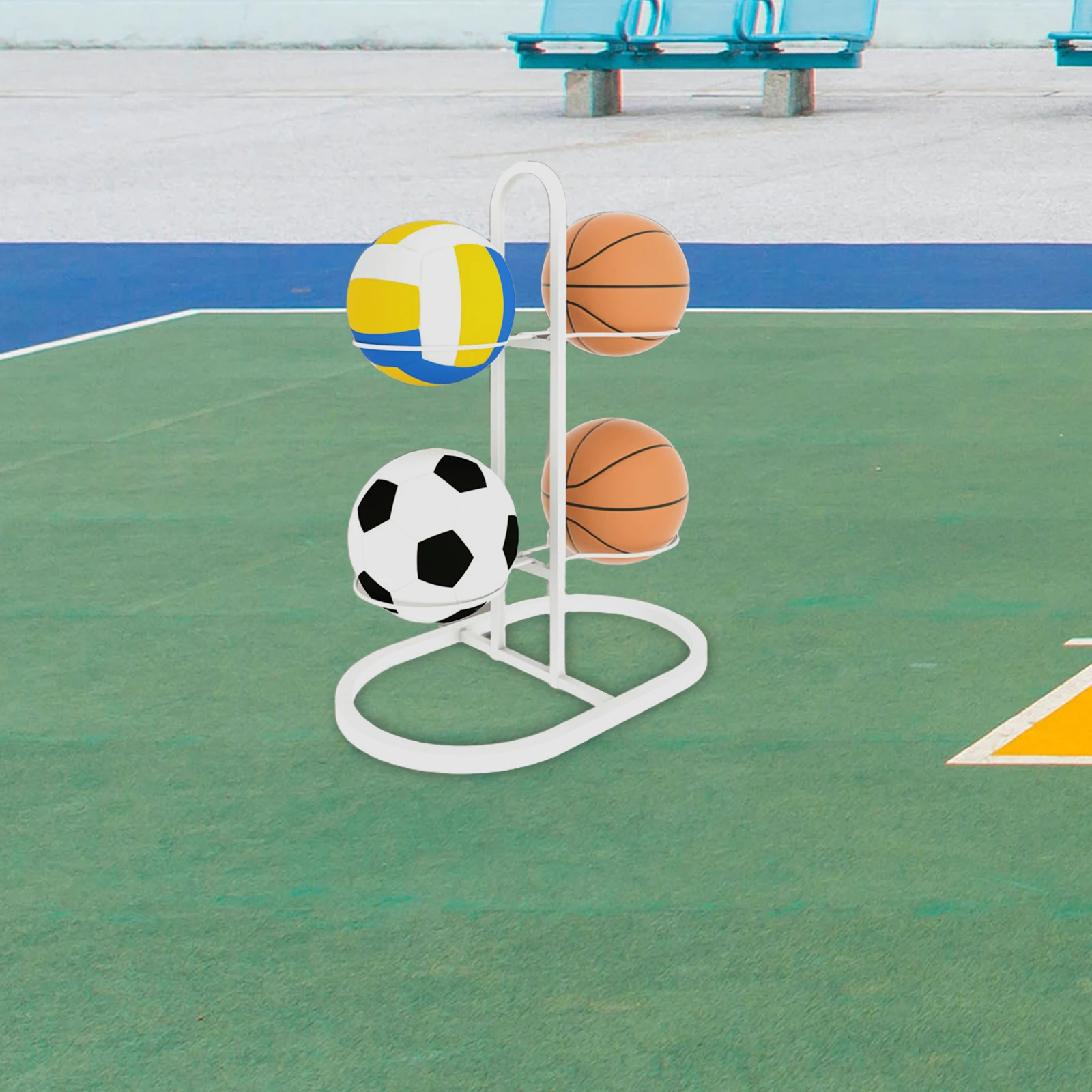 4/6 スロットバスケットボールラックディスプレイスタンド多用途鉄収納自立多機能スポーツ用品オーガナイザー