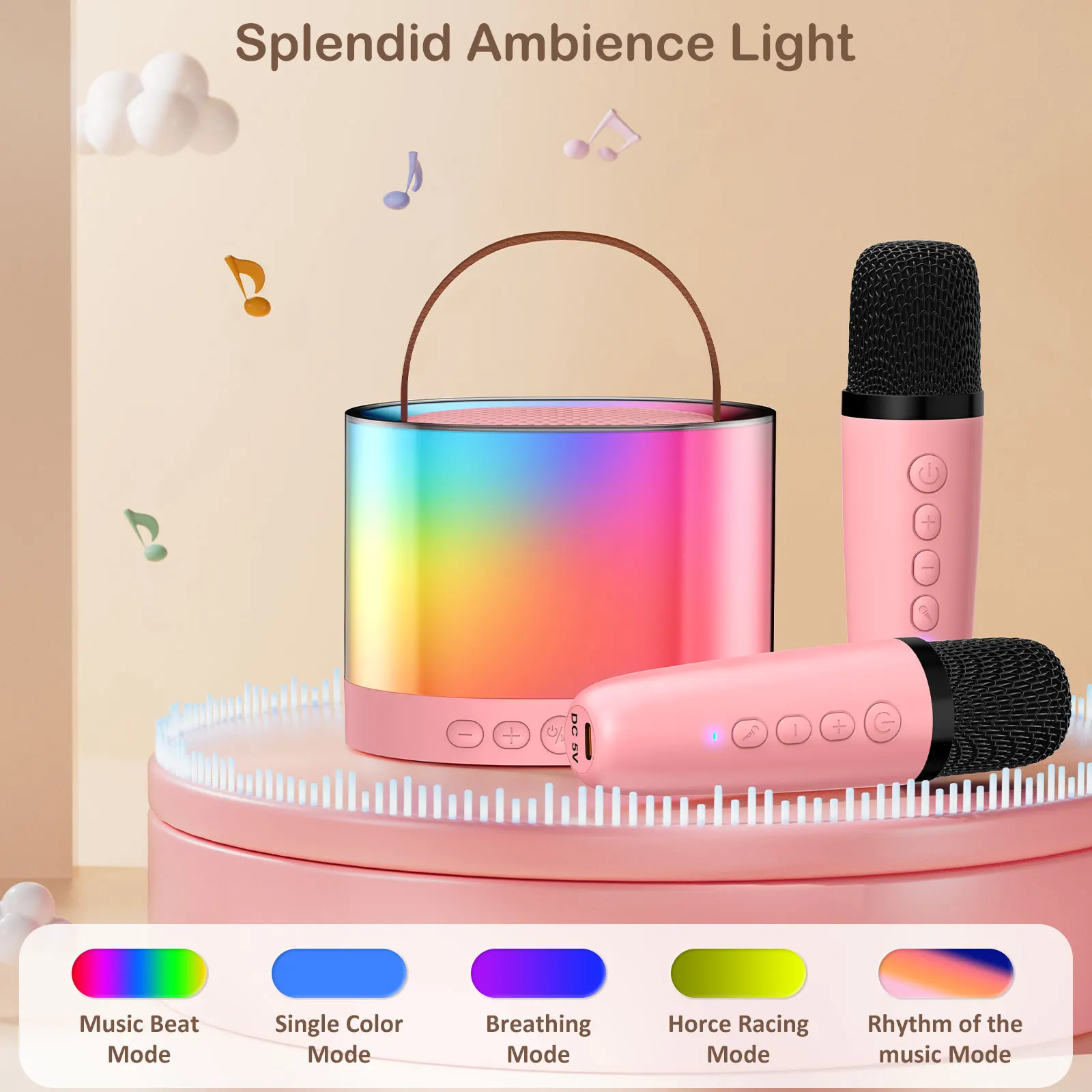 D23 Wireless Dual Microphones Karaoke Machine KTV Bluetooth Speaker For Kids And Adults Party Gift