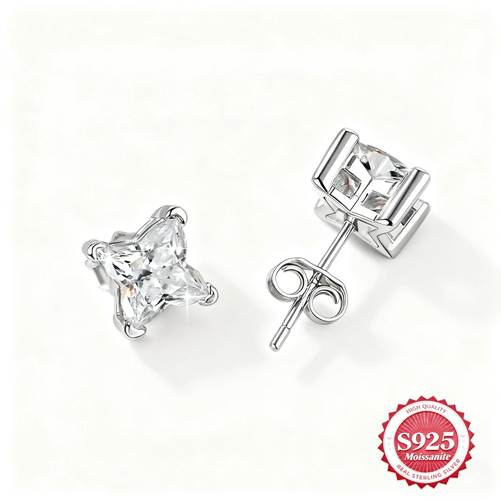 

New Release 1.2ct*2 Twinkling Four Leaf Clover Moissanite Stud Earrings Anniversary Engagement Jewelry Set Gift For Men Women