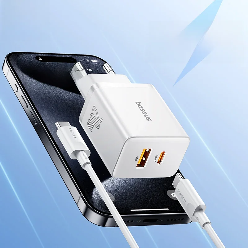 Baseus 20W USB Charger Dual Charging Port Support Type C PD Fast Charging Phone Charger For iPhone 15 14 13 12 Pro Max 11 8 Plus — zdjęcie 2