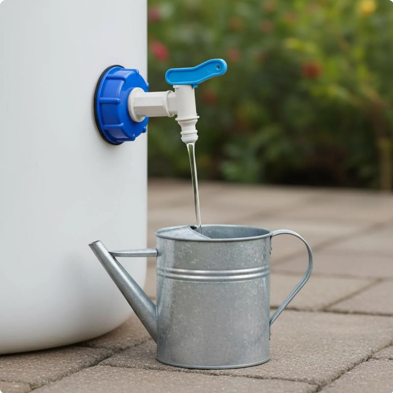 Tote Adapter Faucet Container Rain Barrel Water Spigot for Rainwater Harvesting Blue Center Captap for Rainwater Harvesting