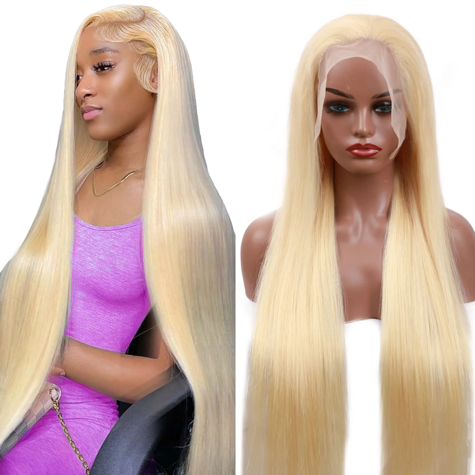 

613 Lace Front Wig Human Hair 13x4 Honey Blonde Lace Front Wigs Brazilian Straight Human Hair Wig For Black Women 180% Density