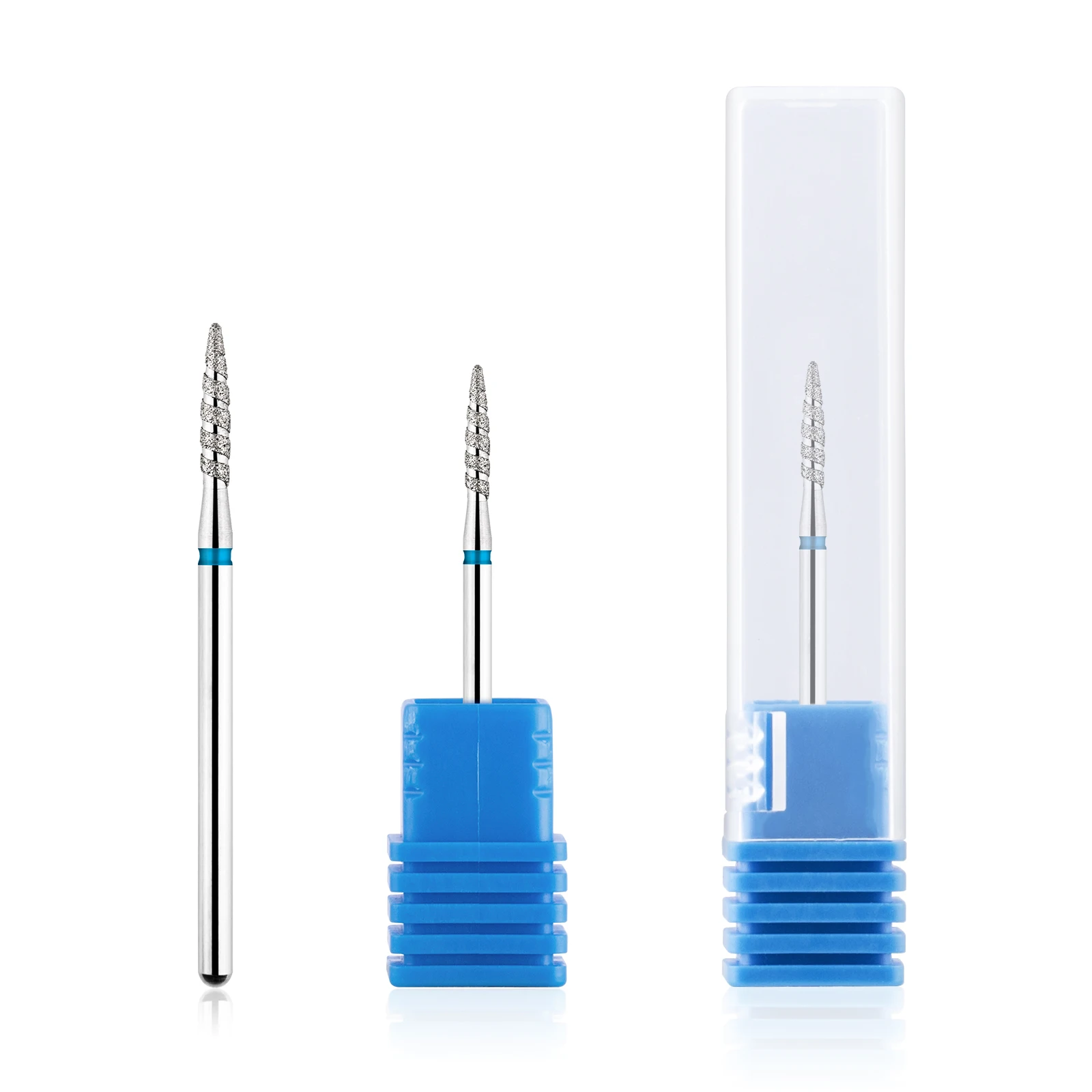 TP 2 szt. Płomień diamentowe wiertła do paznokci 3/32 "spiralne cząstki wiertło do Manicure do paznokci końcówki do szlifierki narzędzia do czyszczenia skórek