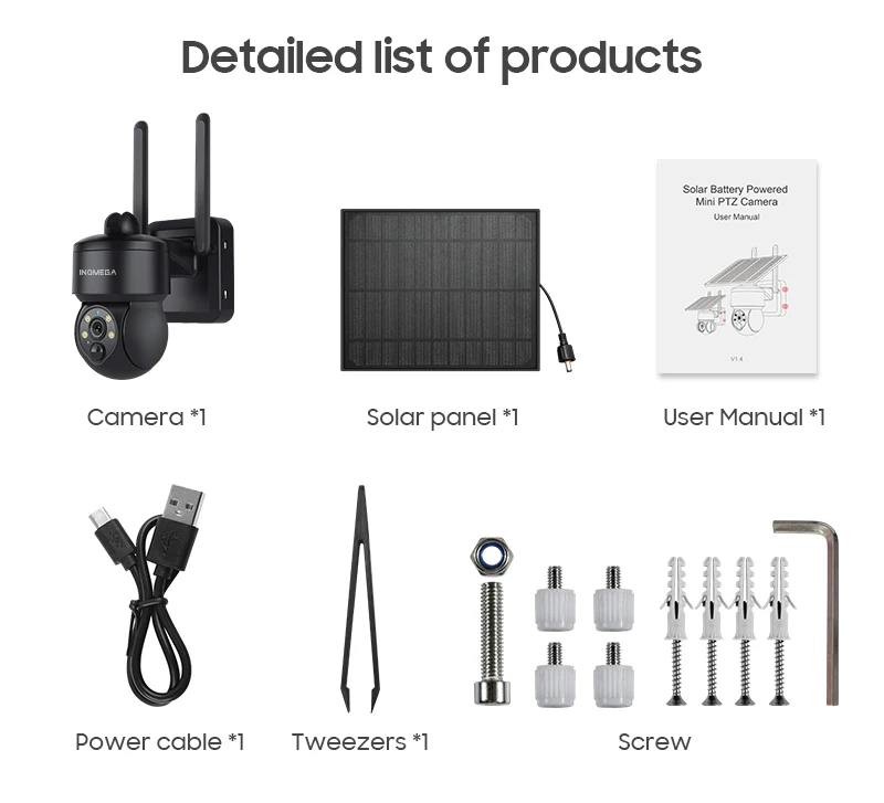 INQMEGA Tuya Smart Life 6MP Solar Camera WiFi PTZ Security CCTV Camera Wireless PIR Human Tracking Color Night Vision IP65