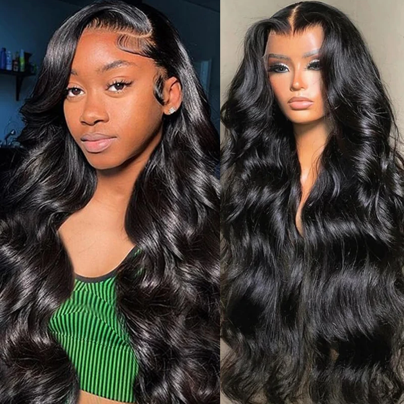 Natural Color Body Wave 13x4 Lace Front Wigs Human Hair Pre Plucked 13x6 Transparent Lace Frontal Wig With Baby Hair 32 inch