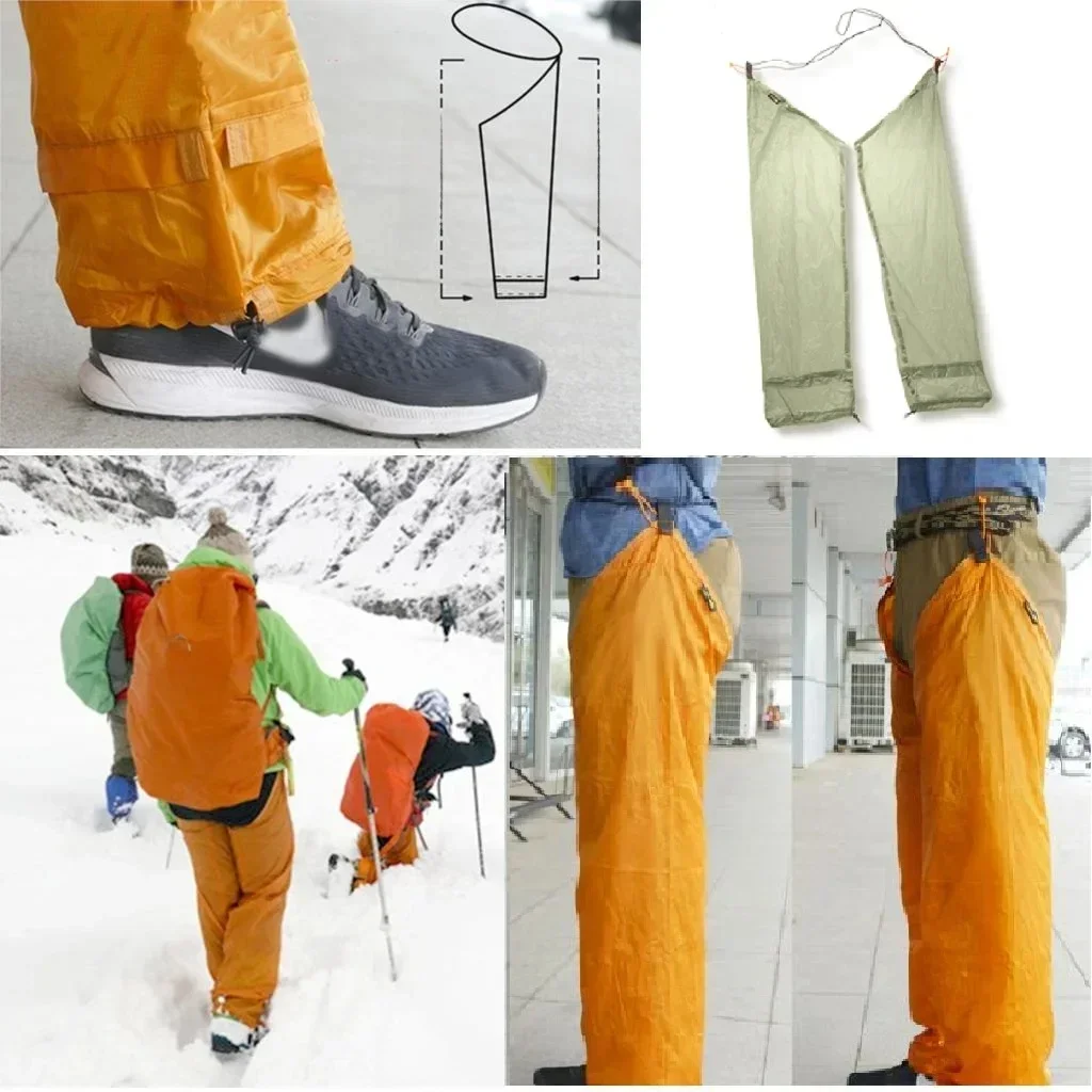 Mężczyźni Kobiety 20D Podwójnie powlekane silikonem Nylon Przenośne wodoodporne spodnie Outdoor Camping Wspinaczka Piesze wycieczki Ultralekkie spodnie przeciwdeszczowe — zdjęcie 2