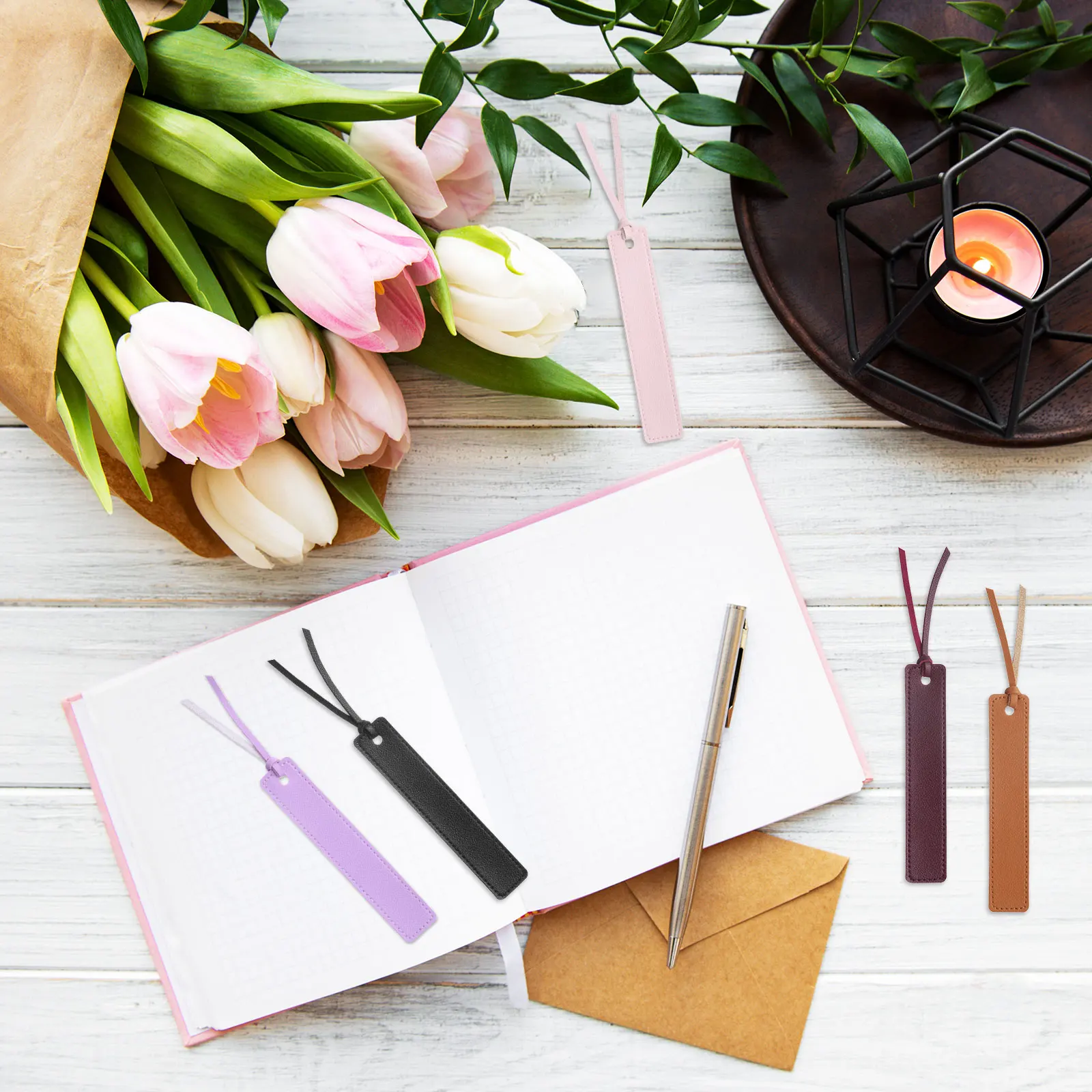 10Pcs Leather Bookmarks Personalized Handmade Leather Tag Read Marks Page Markers with Leather Rope Reader Pager Bookmark Holder