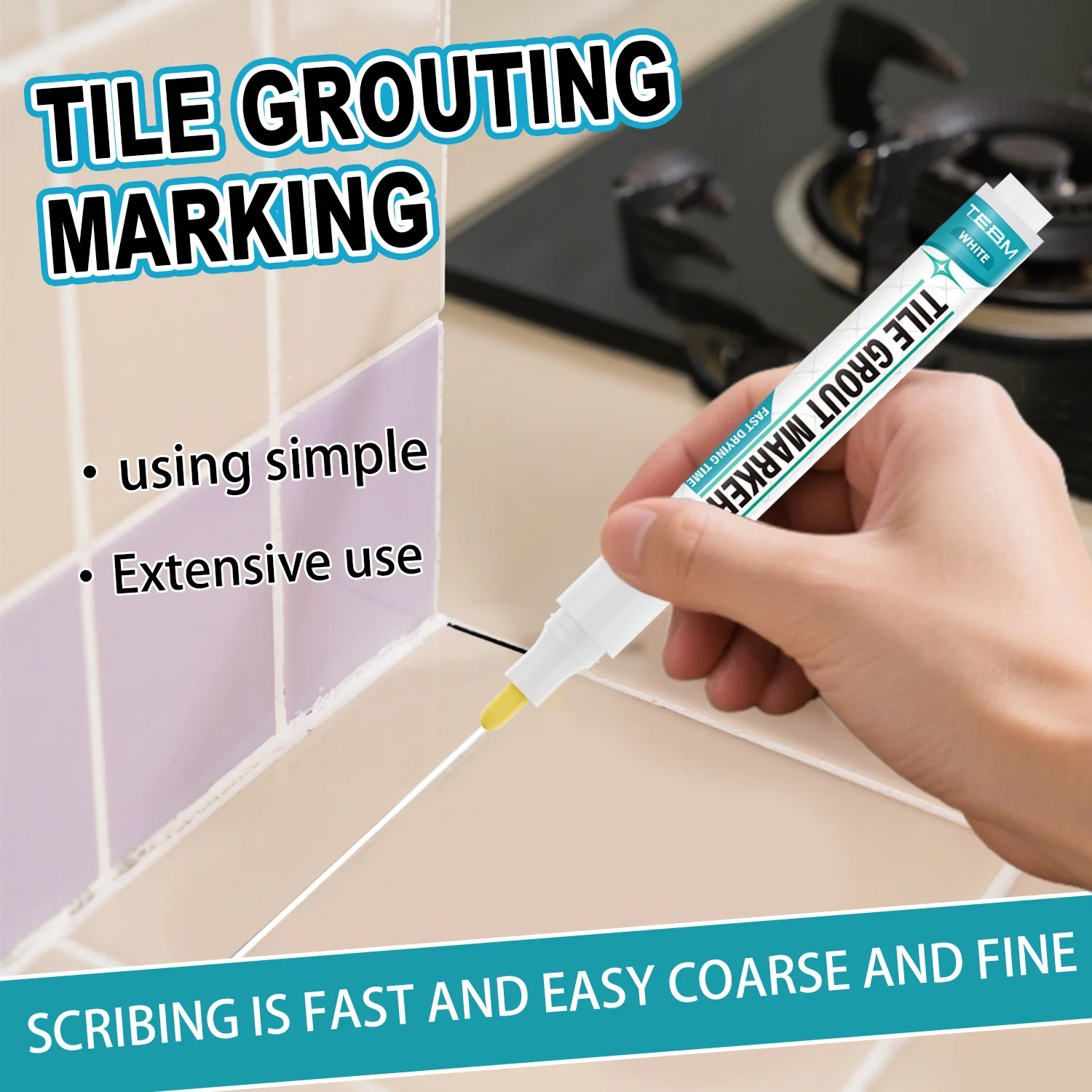 5ml Waterproof Tile Marker Grout Pen Wall Seam for Floor Bathroom Kitchen Toilet Wall Seam Repair White
