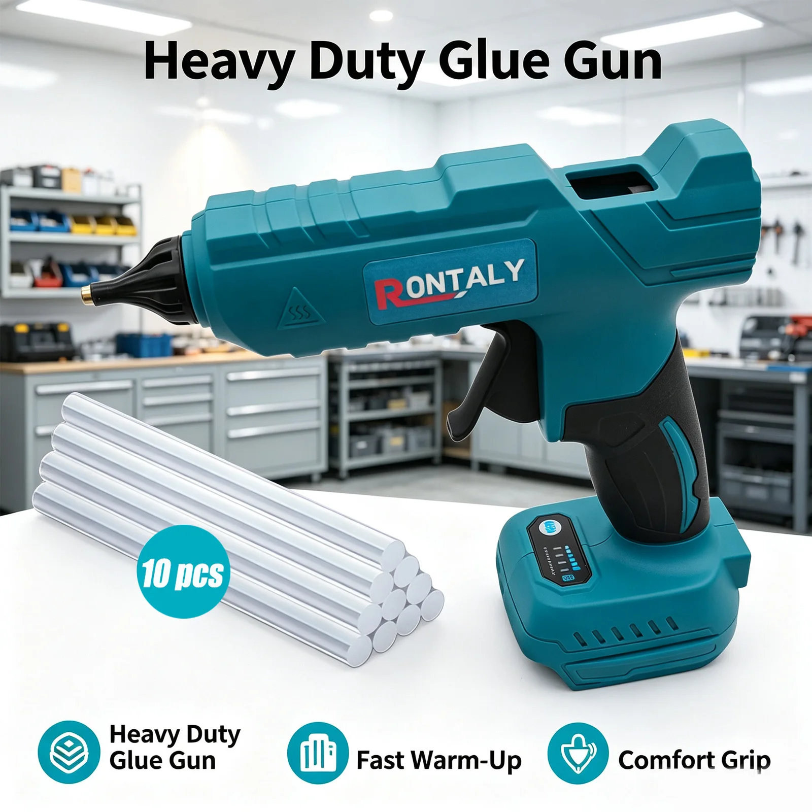 Pistolet à colle chaude sans fil (corps uniquement, sans batterie), chauffe rapide, 100W, outil de collage thermofusible sans fil compatible avec la batterie au lithium Makita 18V pour le bricolage, l'artisanat et les réparations domestiques