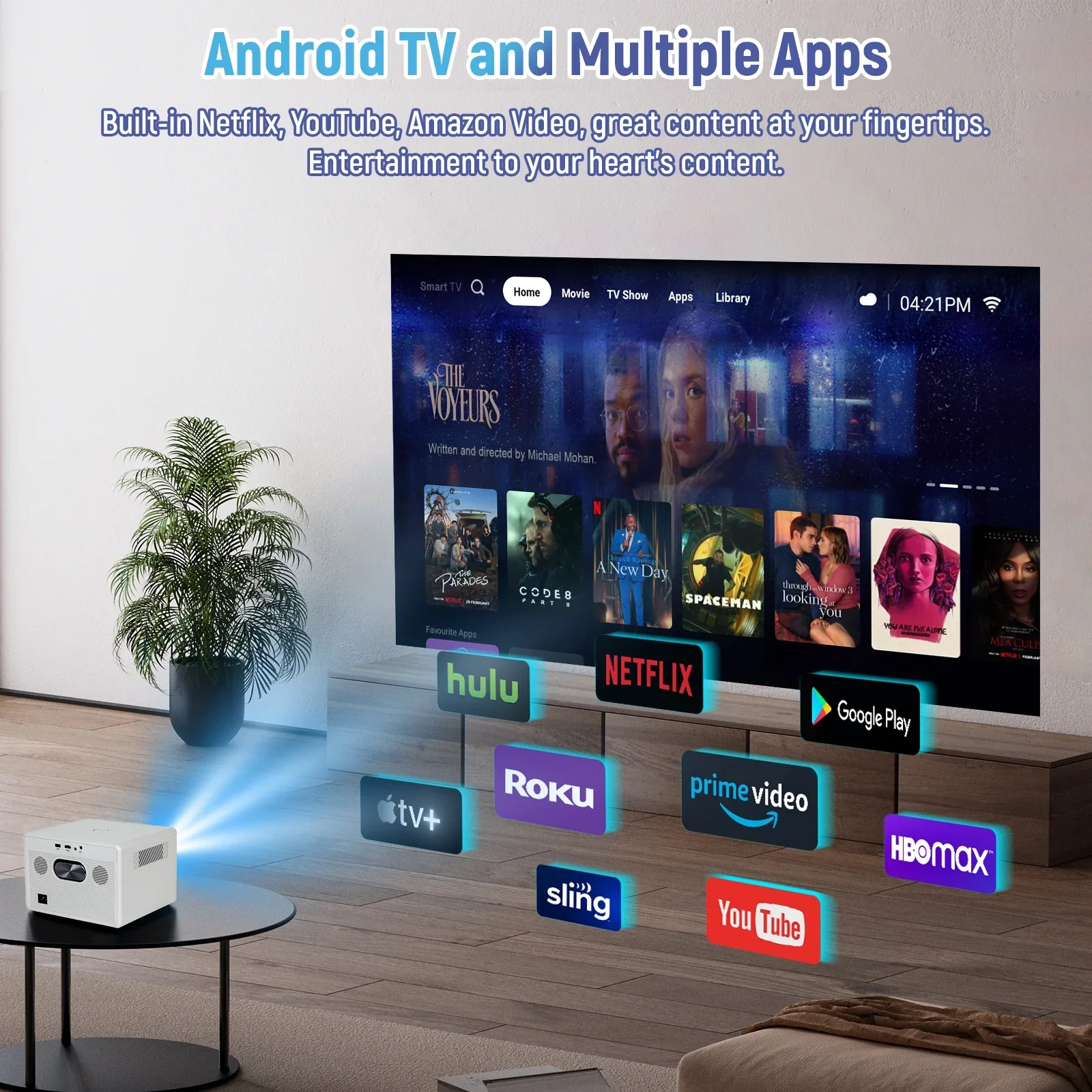 AEEZO P7 проектор Android 11 4K FHD 1920*1080P двойной Wifi 600ANSI 180 ° гибкий BT5.0 кинотеатр наружный портативный проектор PK HY320