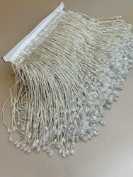 Silver Bead Tassel Fringe DIY Latin Dress Stage Clothes Accessories Decorative Tassels for Curtains Lace 5.9 inches