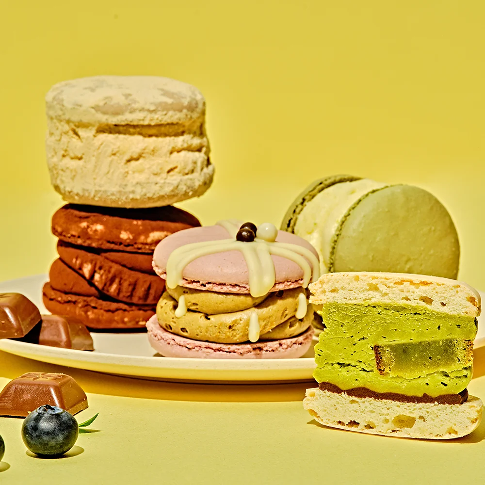 Nuldam jumbo-macaron fibra dietética creme macaroon 16ea sobremesa presente crianças lanche pais lanche nova primavera caron sabor adição