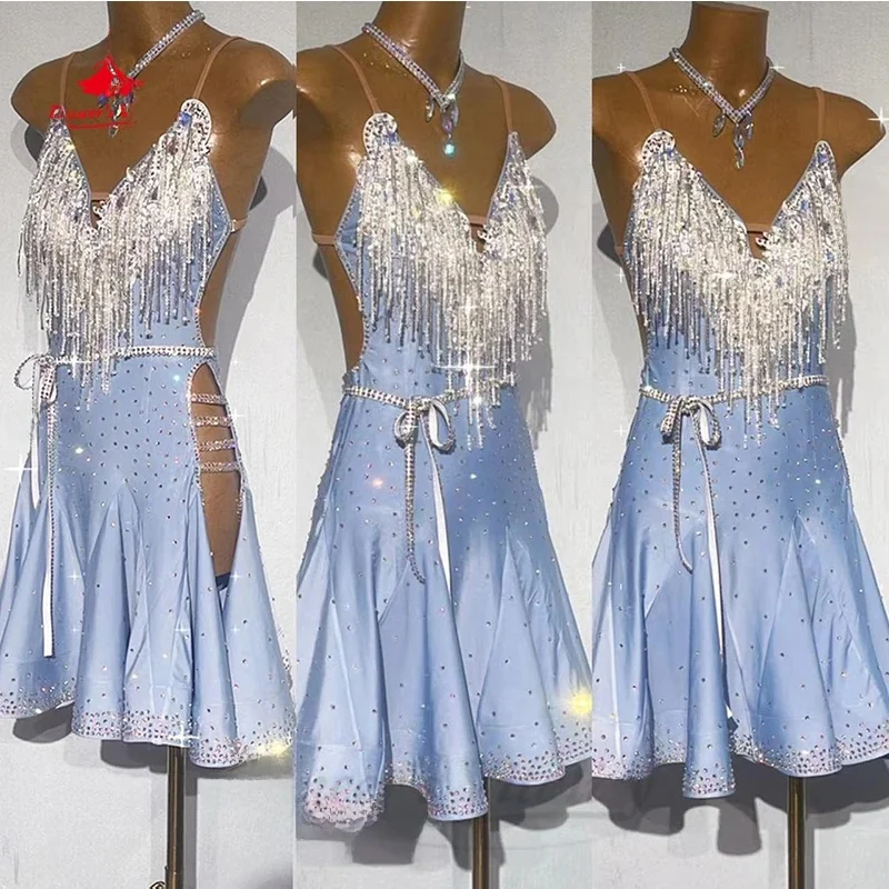 Latin Dance Jurk Voor Vrouwen Rumba Chacha Tango Dancing Wear Kleding Customsized Kinderen Vrouwelijke Latin Professionele Jurken - afbeelding 2