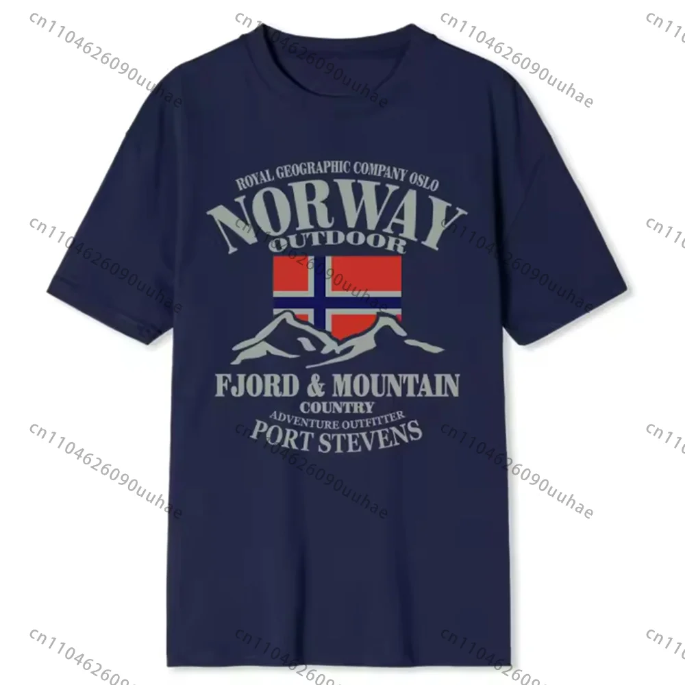

Fashion Men T Shirt Norway Fjord Mountain Printing T Shirts 100%Cotton Comfortable Premium Camisetas Casual Oversized Tops Tees