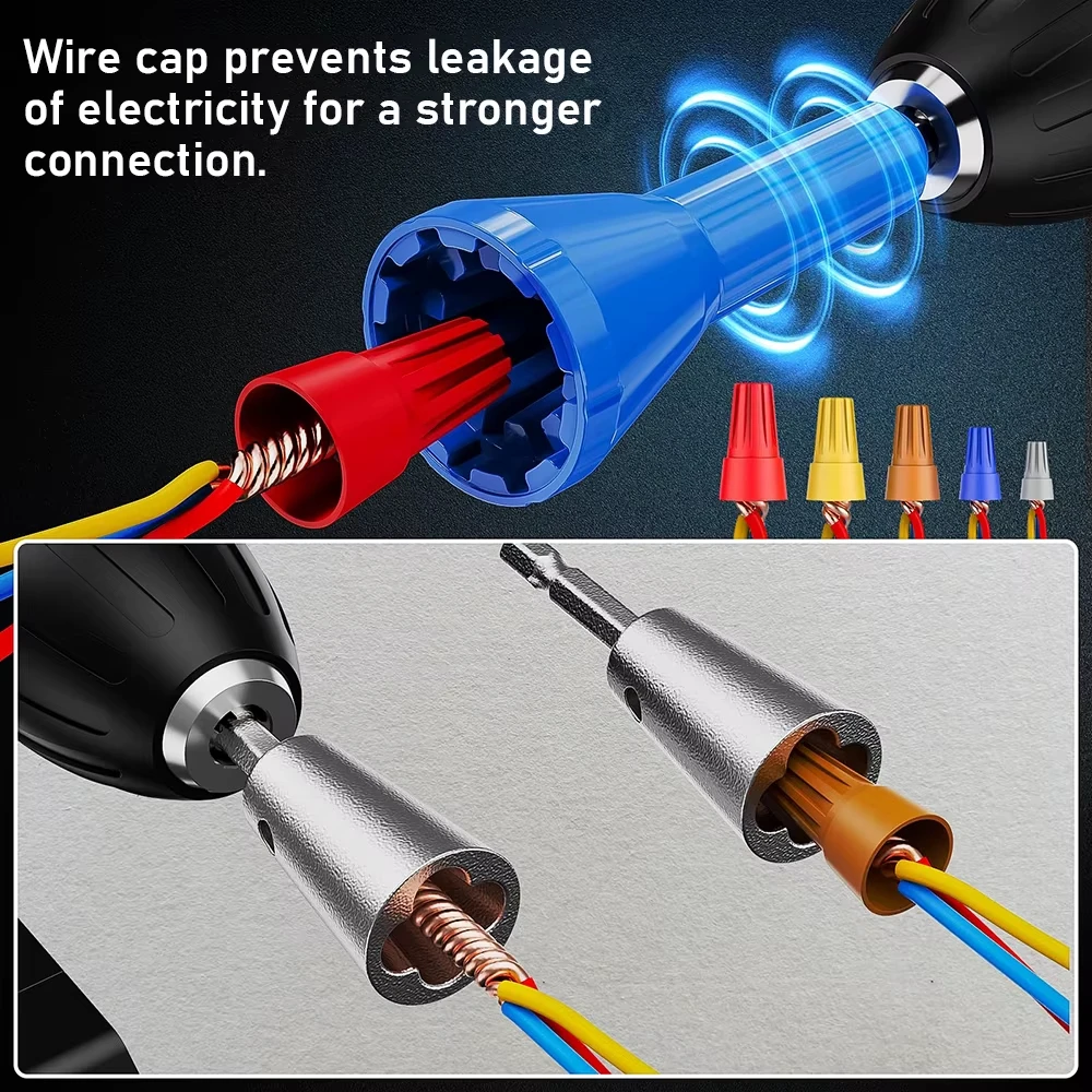 Electricians Drill Wire Stripper Set for Drill Cable Stripper with Wire Connectors Nuts Twister blade for AWG 14-12-10-8-6 Wires