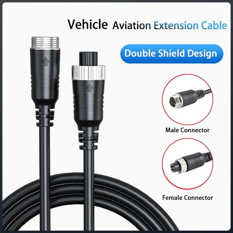 Cabo impermeável aviação conector, extensão vídeo e áudio cabo para veículo CCTV câmera e monitor de carro, 4 pinos, 5m, 15m, 20m