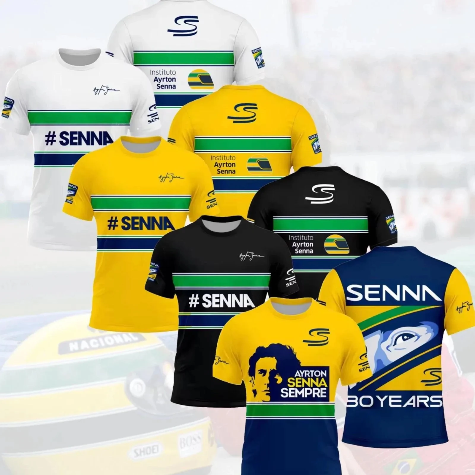 

2025 New Ayrton Senna Formula One F1 Racing 3D Gift Men Women Oversized Breathable Comfortable Sports Top Breathable Racing Tee