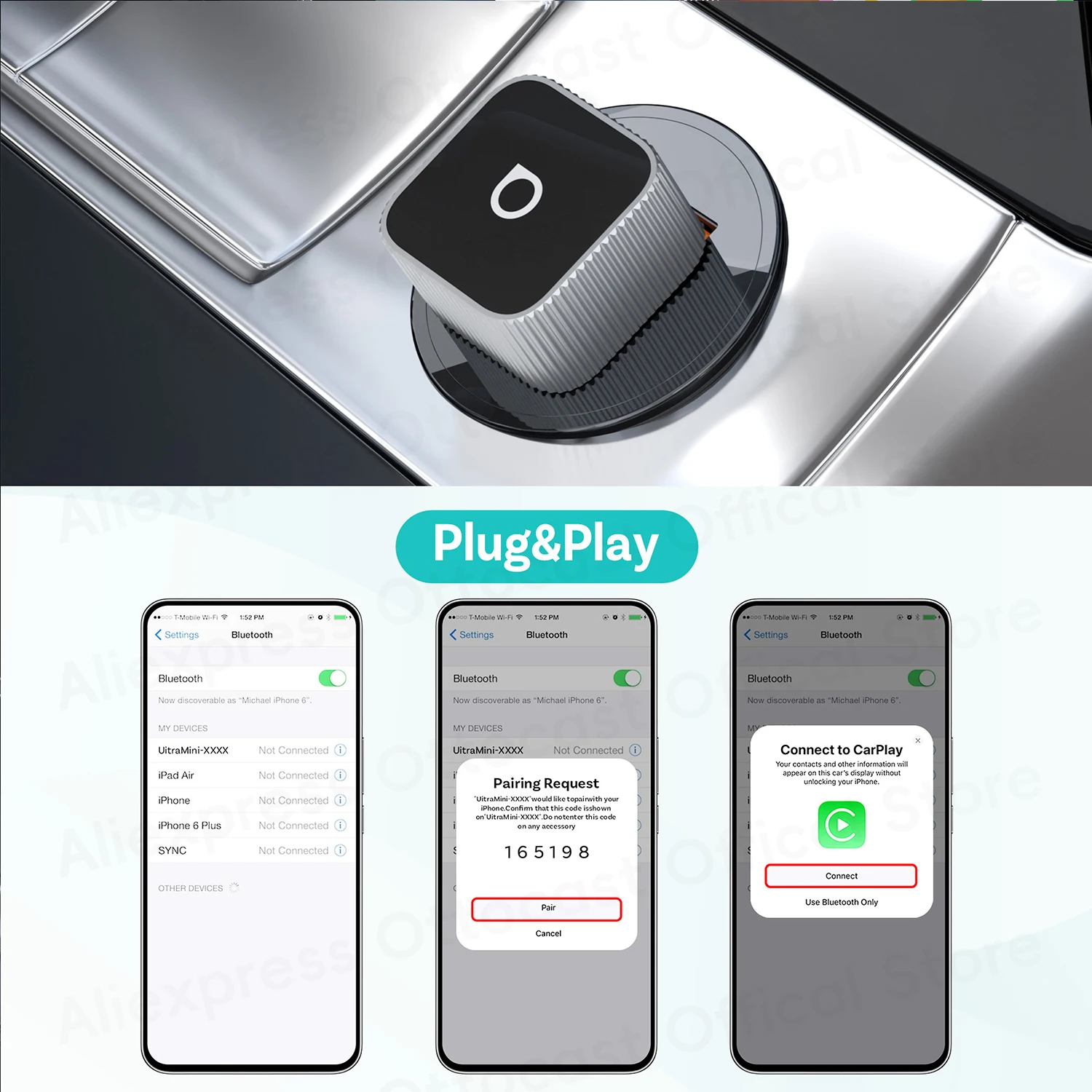 OTTOCAST Mini Slim Cube Wireless CarPlay Android Auto Adapter 2 in 1 USB AI Autozubehör für VW Haval Audi Kia Porsche Lexus – Detail 8