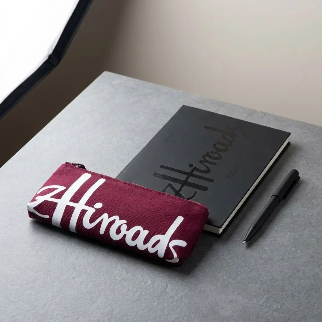 Aesthetic Canvas Pencil Case Slim Cotton Zipper Pen Pouch Minimalist Letter Stationery Bag Portable Makeup Brush Organizer
