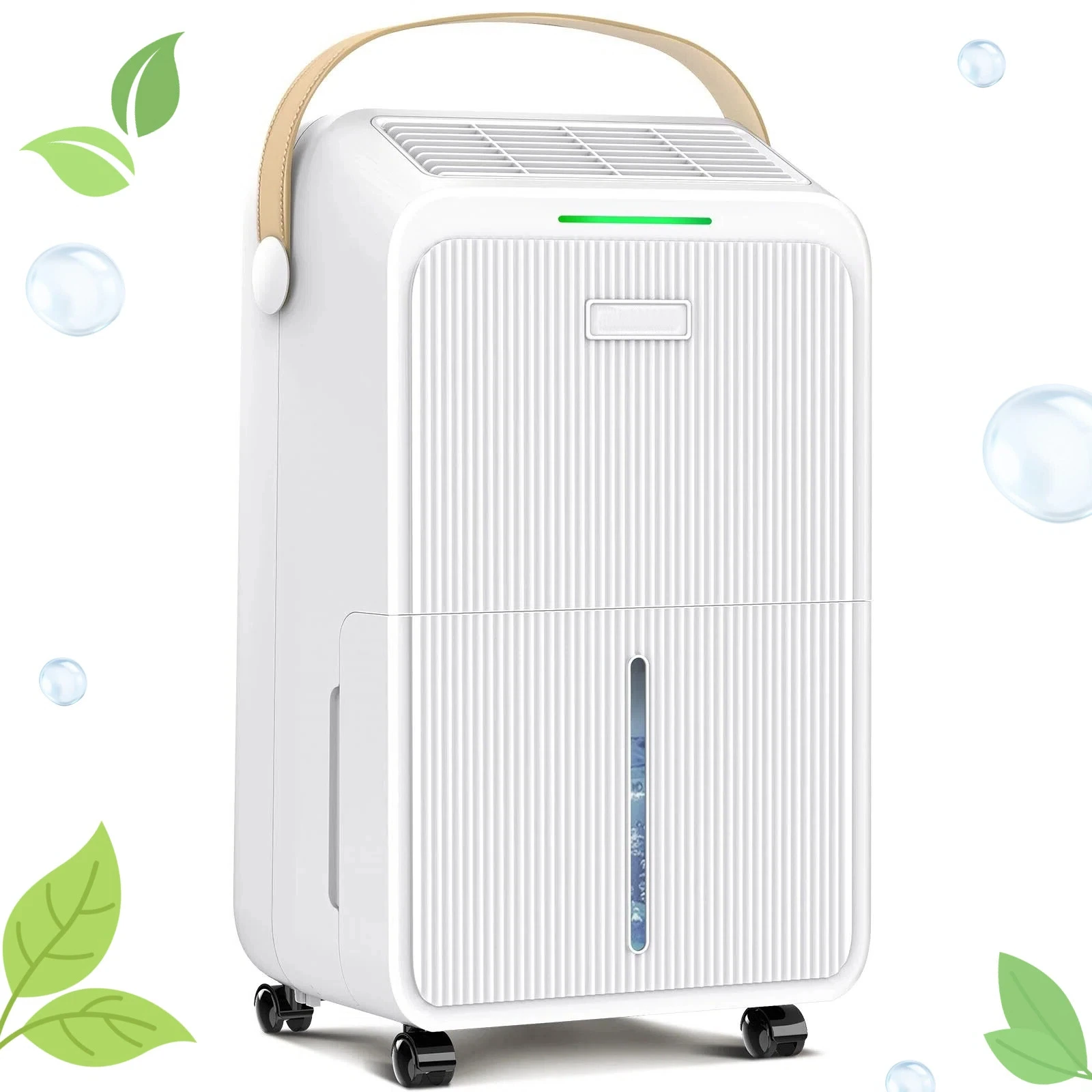 Déshumidificateur - 16L/jour, 4 modes, écran LCD en temps réel, filtre lavable, drainage par réservoir ou tuyau, minuterie 24H, 37dB, 360° °   Roues