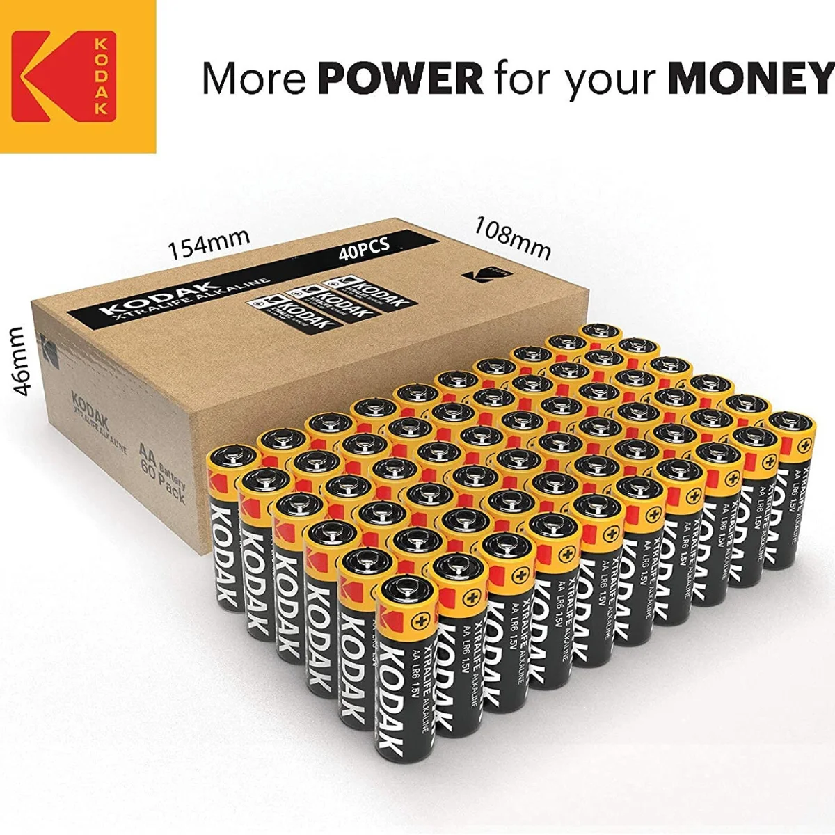 KODAK AA LR6 XTRALIFE ALKALINE PACK 40 battery battery rated voltage: 1.5V