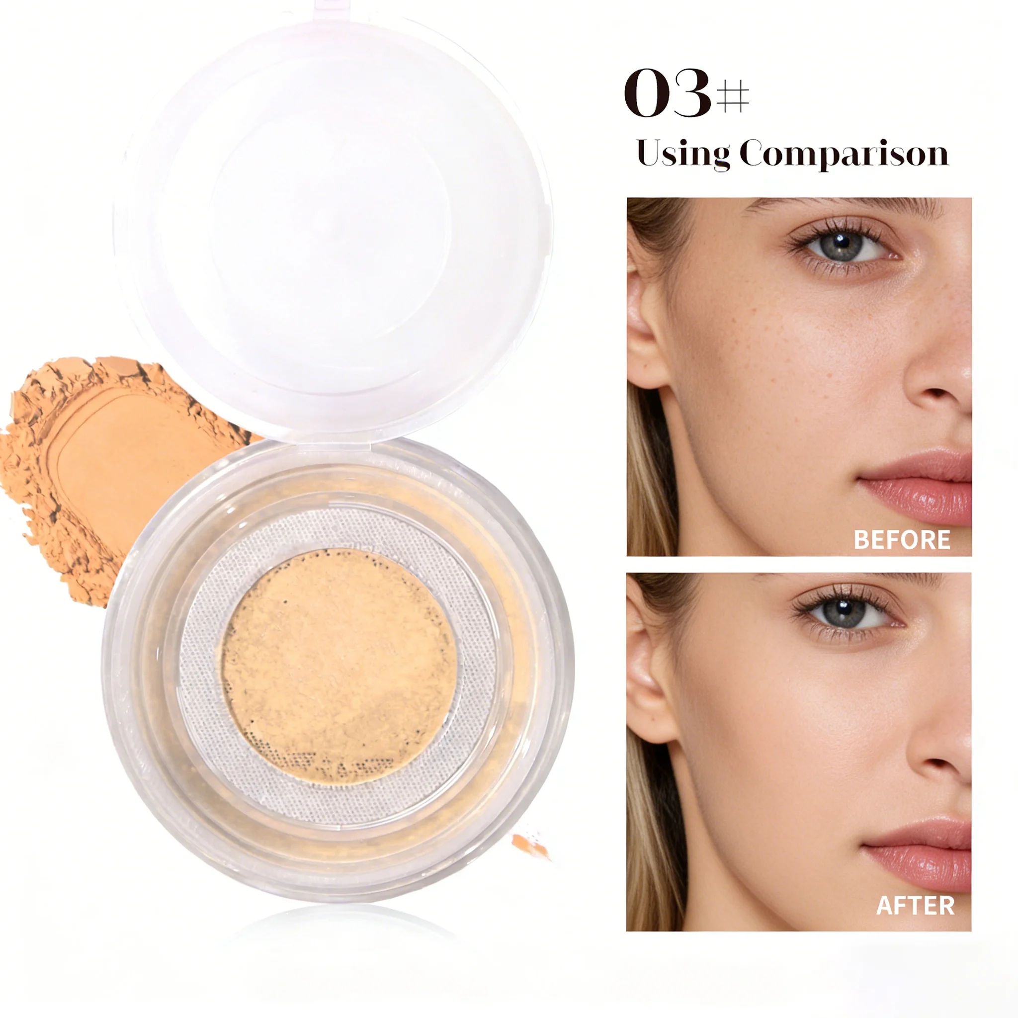 Paleta de pó prensado à prova de suor, pó fofo para meninas, pó solto à prova d'água, controle de óleo, maquiagem facial de longa duração
