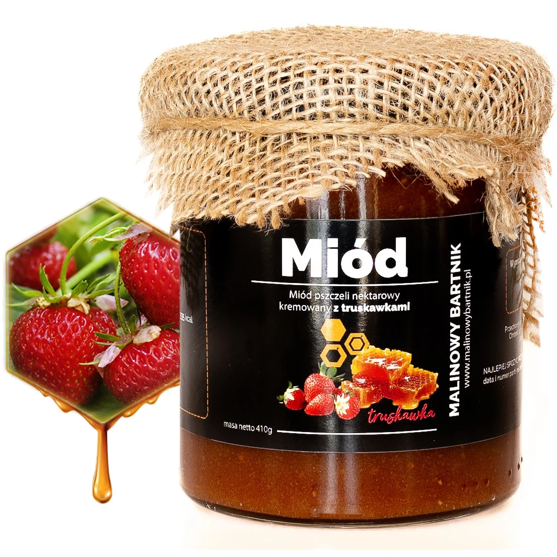 MIÓD PSZCZELI Z TRUSKAWKĄ Truskawkowy NATURALNY KREMOWANY Polski 410G