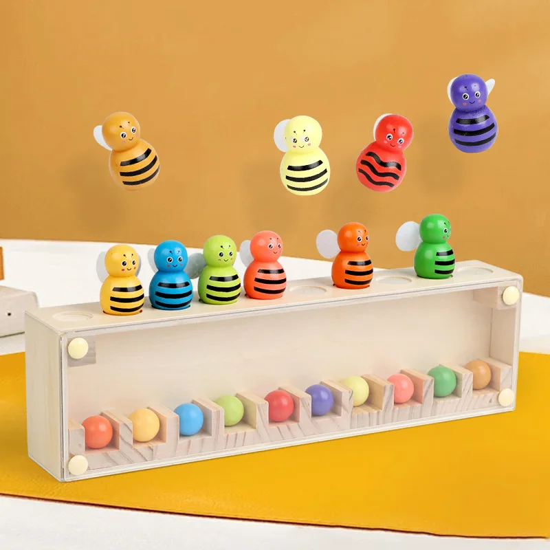 Color Matching Early Education Toys Wooden Bee Color Sorting Toy Montessori Toy Logical Thinking Game for Boys Girls Toy Gifts