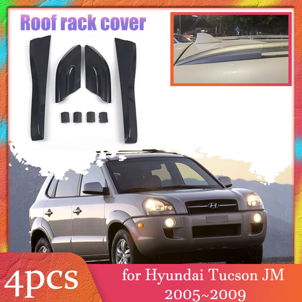 Capa para rack de teto de carro, para hyundai tucson jm 2005 ~ 2009, barra de bagagem, parte de trilho, tampa de guarnição, acessórios 2006 2007 2008