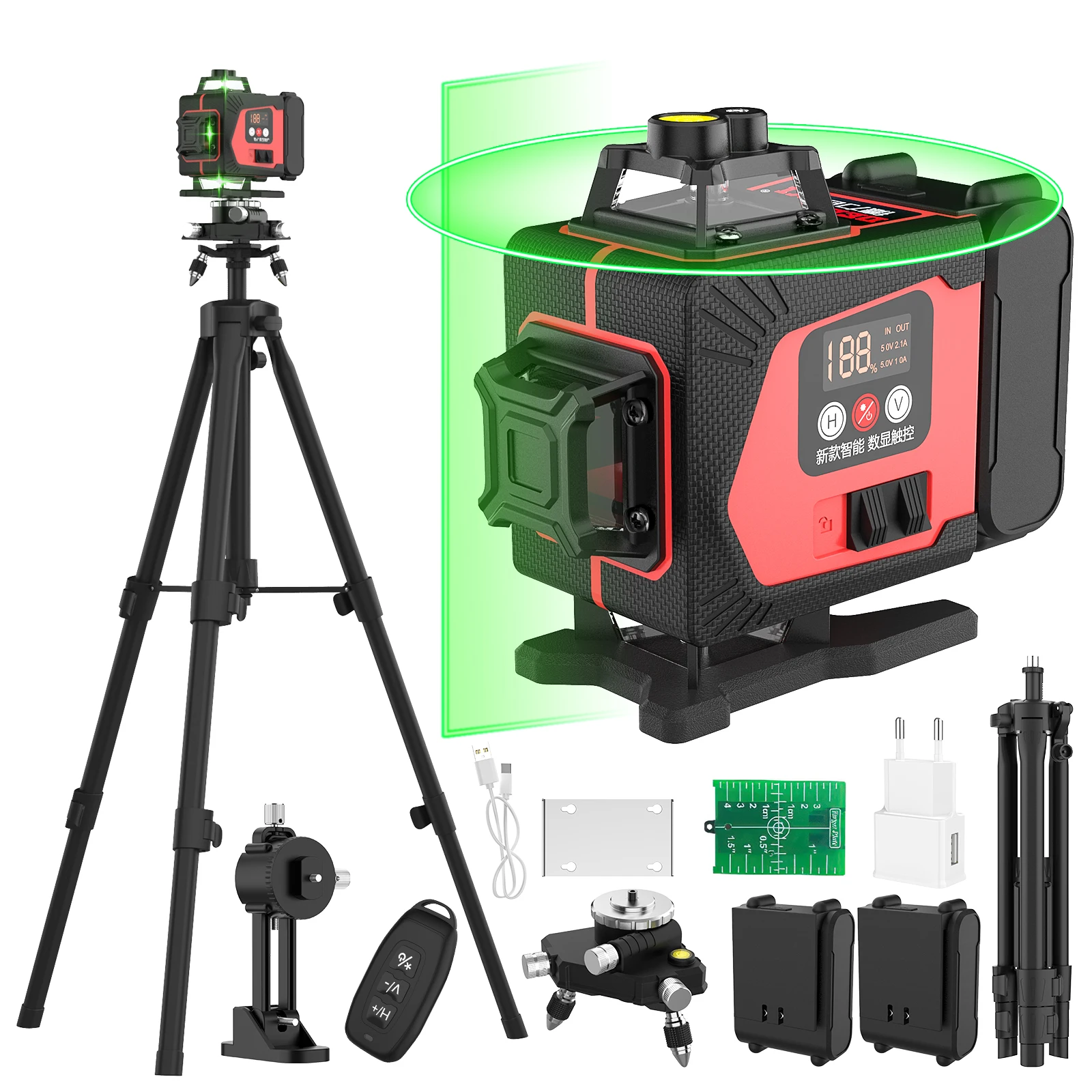 16Lines 4D Laser Level Green Line With 1M Tripod SelfLeveling 360 Horizontal And Vertical Remote Control Green Beam Laser Levels