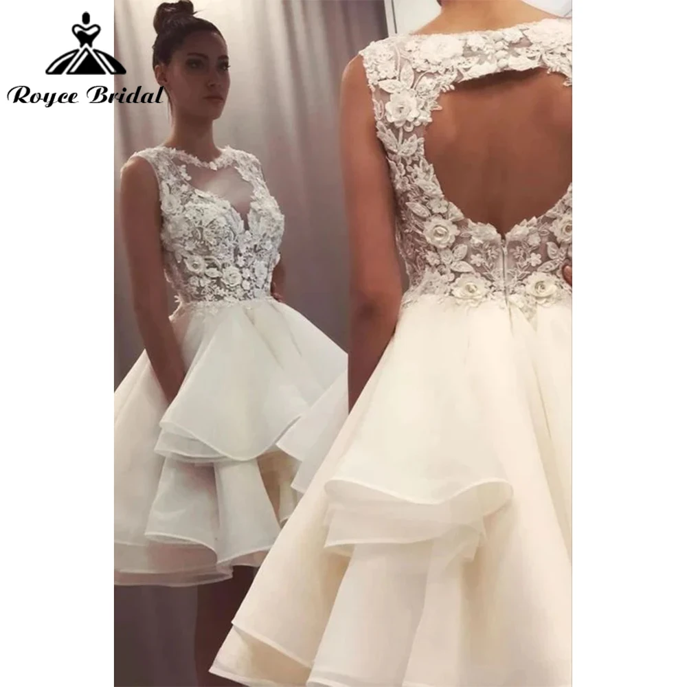 Boho O Neck Off the Shoulder Lace Organza Short A Line Wedding Dress 2025 For Women Bridal Gowns vestidos de novia Customized