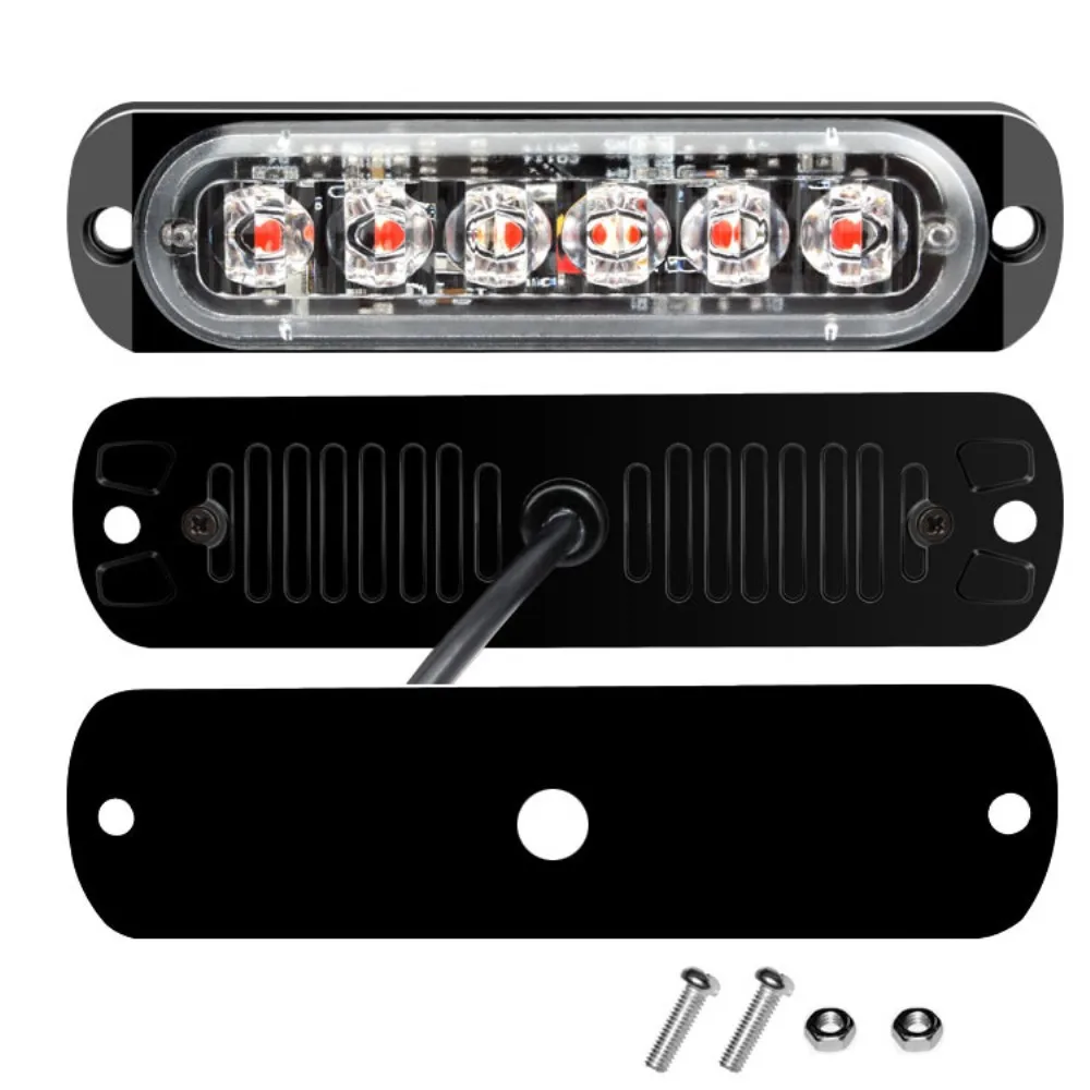 2pcs 24V 12V LED Strobe Warning Light, 6SMD Strobe Grille Light Bar, Amber Yellow White Flashing Beacon for Truck Car Traffic