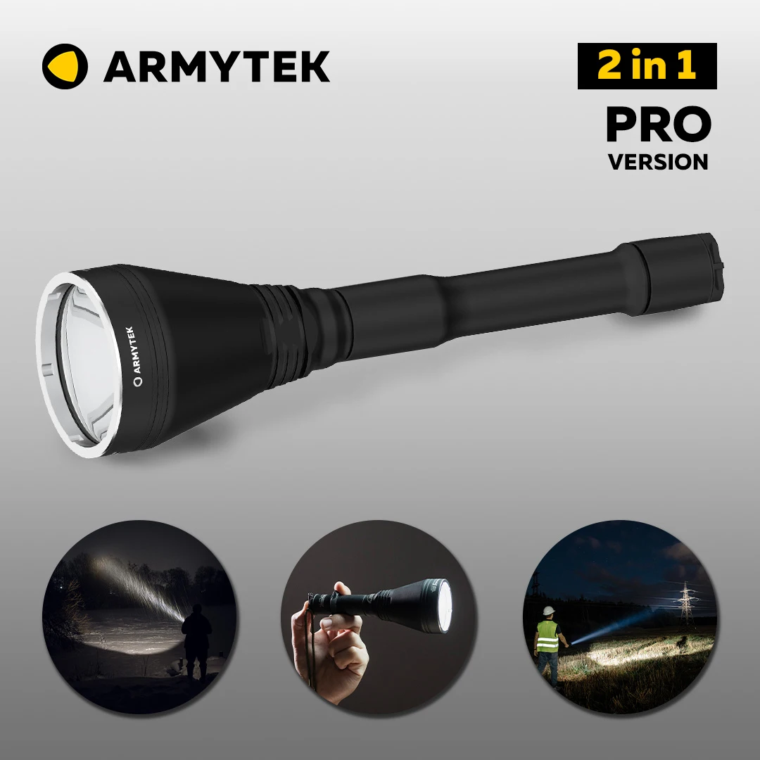 Reflector LED Armytek Barracuda Pro, linterna de larga distancia, 1500/ 1390 lúmenes (F03302SC/F03302SW), 800 metros