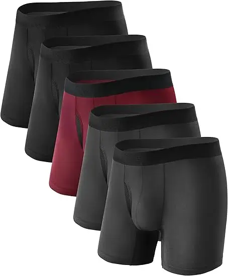 Men's Boxer Briefs 5-Pack | Ultra Soft Cotton Stretch | Breathable Comfort Underwear for Daily Wear