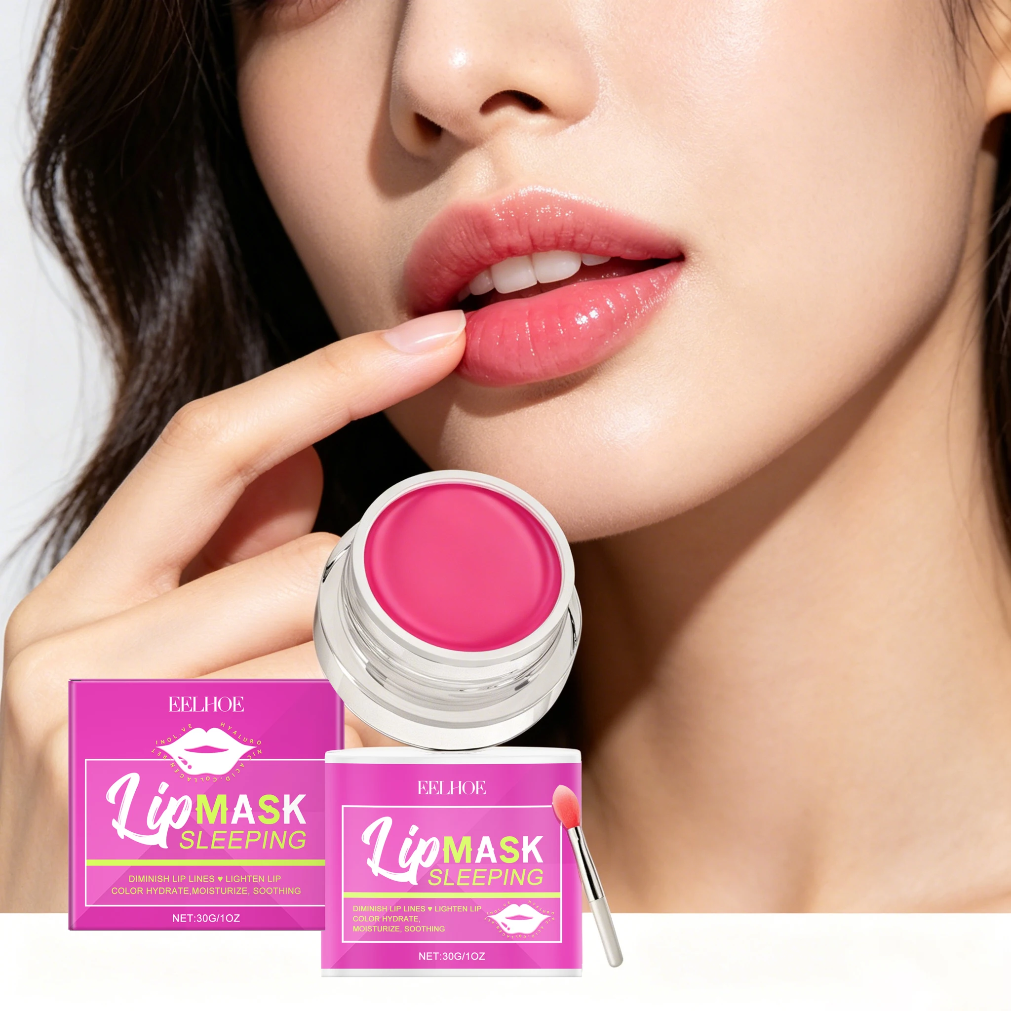 30g Pink Lip Sleeping Mask Gentle Cleaning Remove Dead Skin Reduce Dryness Anti-chapping Enhance Gloss Fade Fine Lines Non-sticky Lip Care Mask