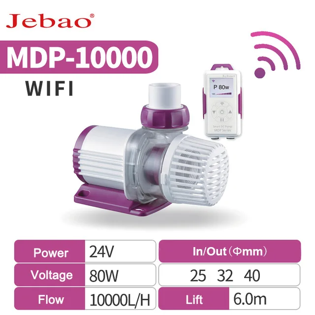 Jebao MDP DCS 2000-20000L/H DC-pomp, waterdispenser, golfmaker, inverter, onderwaterpomp met WiFi voor aquarium.