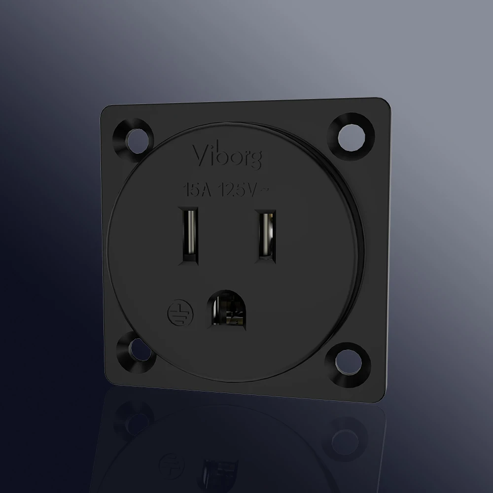 Viborg VM04R Pure Copper Rhodium Plated US-NEMA Socket US NEMA Socket Outlet US receptacle Single Pure-Copper Outlet