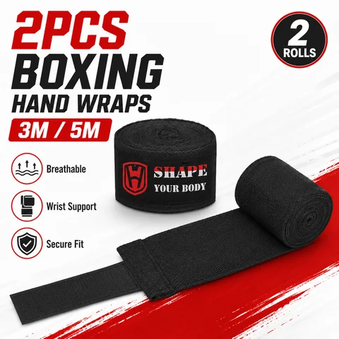 2PCS Boxing Hand Wraps 3M 5M Breathable Cotton Wrist Support Wraps for Muay Thai MMA Kickboxing Training Men Women