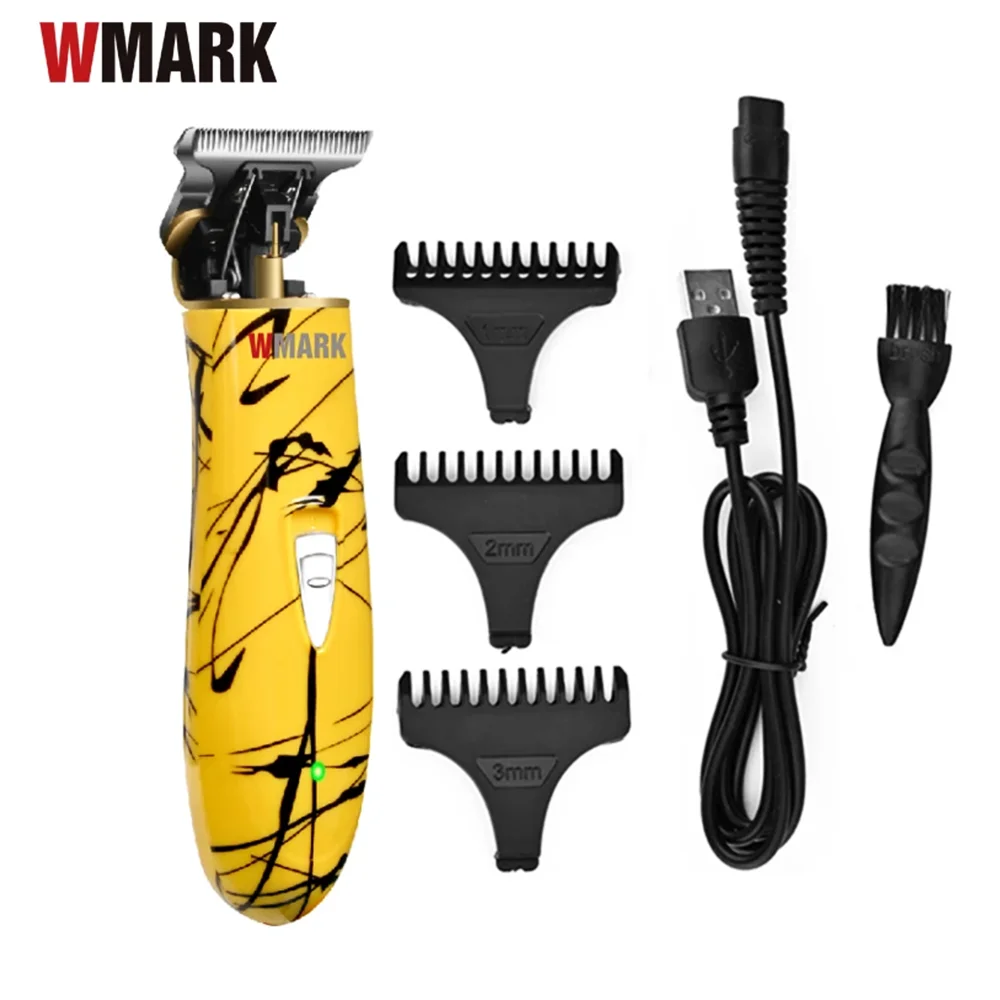 Maquina de Acabamento Corte Cabelo Wmark NG201 Lamina Formato T Amarelo