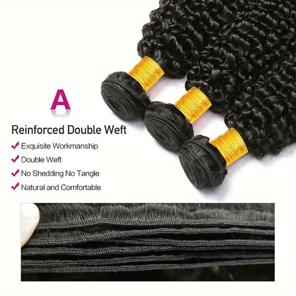 3 Haarbundels Weaves Kinky Curly Human Hair Extensions Remy Human Hair Brazilian Human Hair Weave Bundels Natuurlijke Ccolor