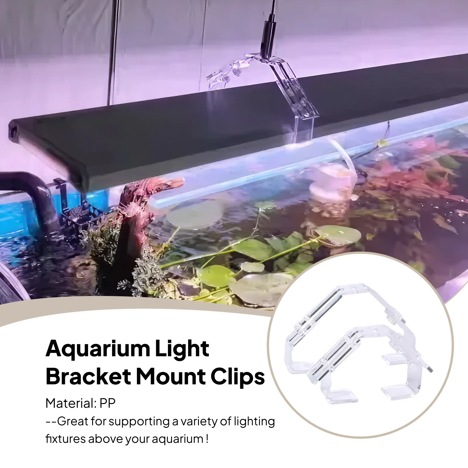 2 x Aquarium-Lichthalterung, Halterungsclips für Wasserpflanzen, Aquarien, Salzwasser, Wasserpflanzen, Beleuchtungshalter, Clip für Süßwasser