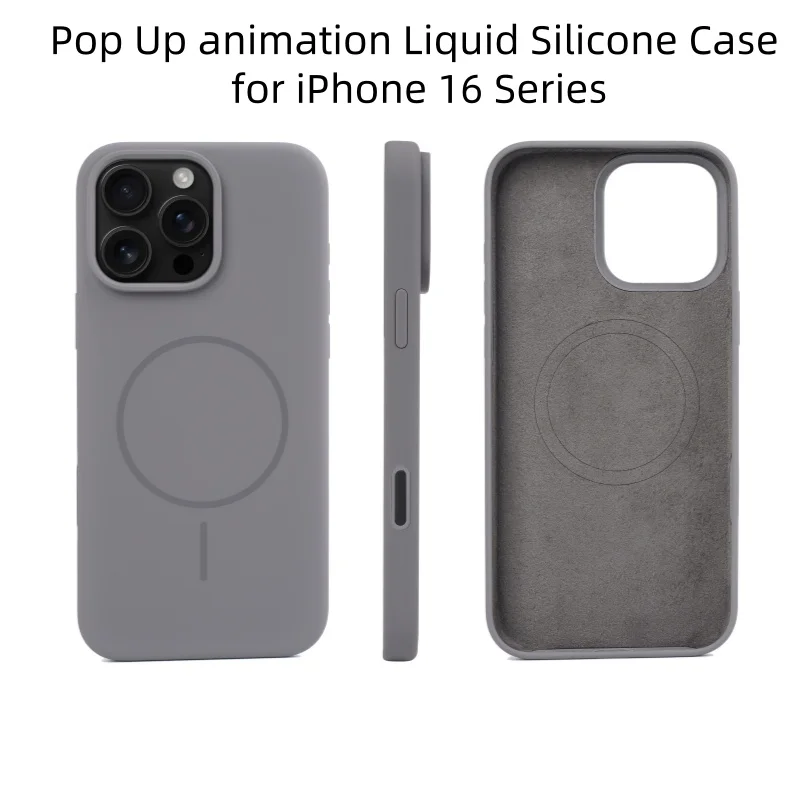 

Camera Shutter Button Liquid Silicon Case For iPhone 16 Pro Max Plus Magnetic Cover Pop Animation For Magsafe Wireless Charger