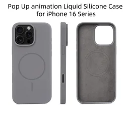 Camera Shutter Button Liquid Silicone Case For iPhone 16 Pro Max Plus Magnetic Cover Pop Animation For Magsafe Wireless Charger