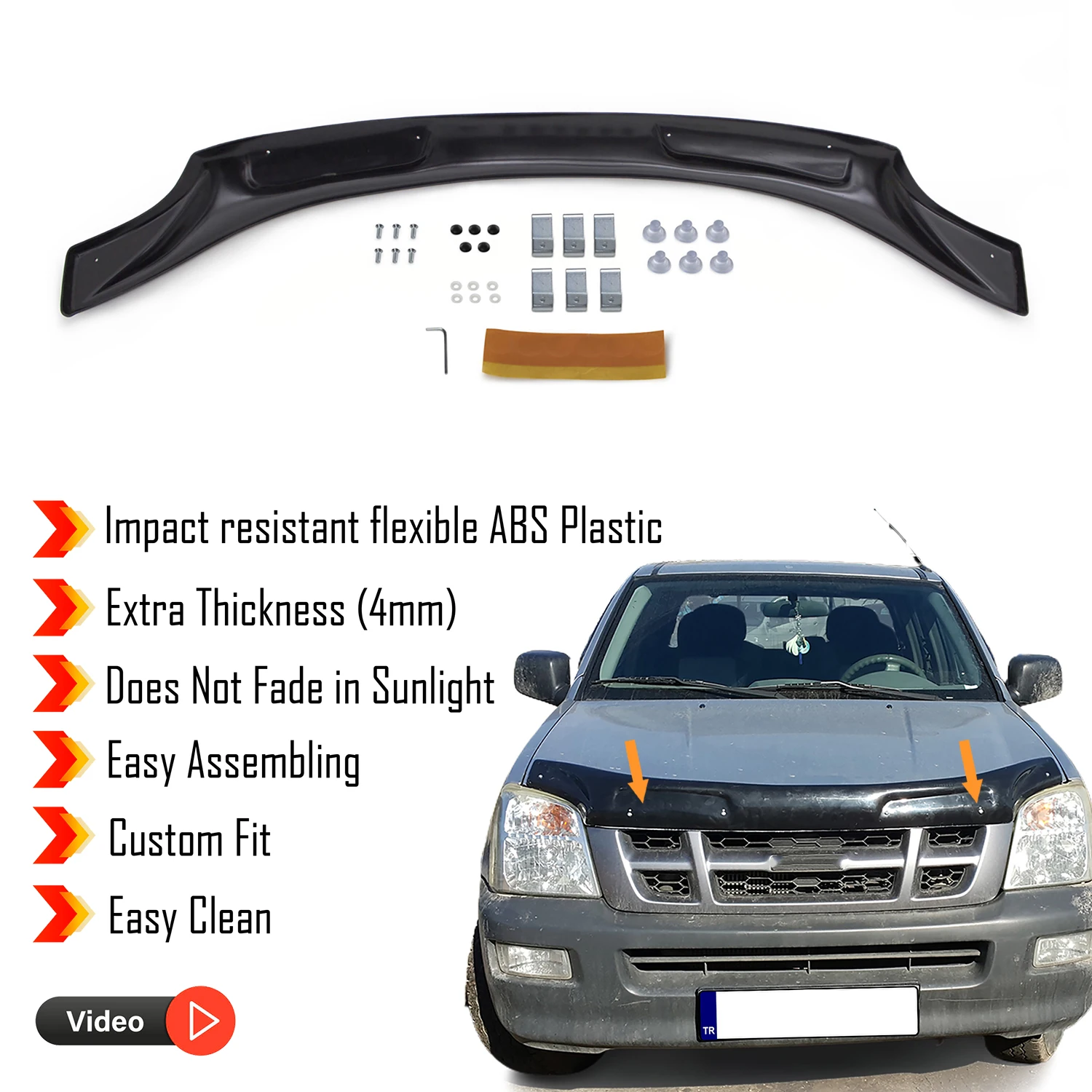 Hood Deflector Guard for Isuzu D Max (2002-2006) Bug Shield Bonnet Protector / 4 mm thickness and ultra-durable material