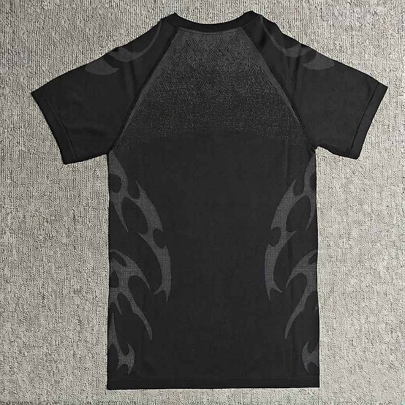 Herren Flammen-Farbverlauf Kompressions-Gym-T-Shirt Schnelltrocknend Atmungsaktiv Hochelastisch Slim Fit Athletisches Lauf- und Trainings-Sportshirt – Detail 16