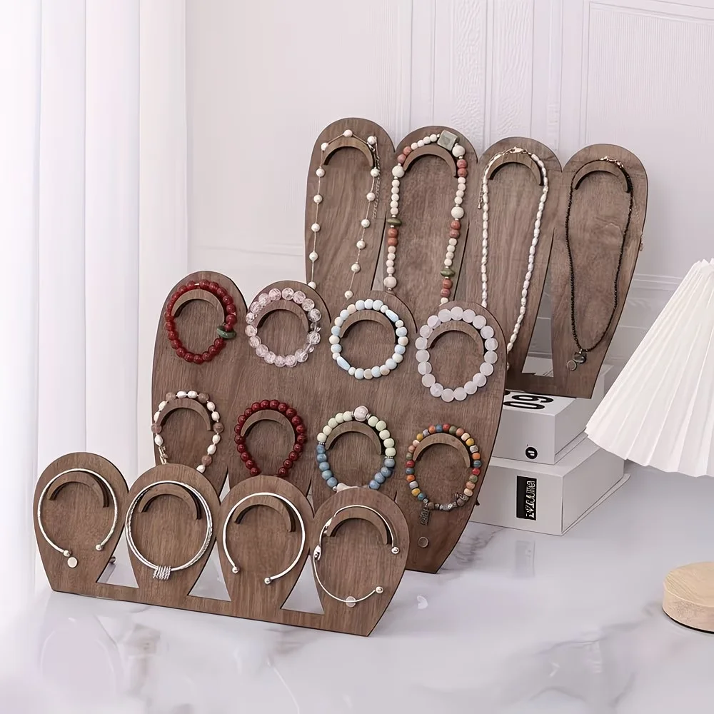 Simple Wood Bracelet Tray Hand Bangle Organizer Bracelet Display Rack Ornaments Storage Case Necklace Display Stand Gift