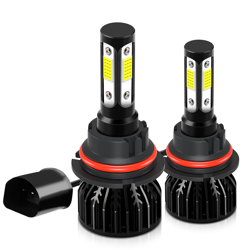 9007 Fern- und Abblendlicht-Auto-LED-Scheinwerferlampen, Highlight 4-seitig 360 ° Grad COB Chips 12000LM 6500K Weiß Auto 12V Glühbirne